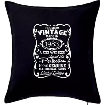 Polštář Vintage Etiketa - 1983 - Polštář 50x50 - 50x50 - Pouze potah ( Černá )