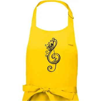Kuchyňská zástěra Houslový klíč kytky - Dámská zástěra na vaření - Univerzální velikost ( Žlutá )
