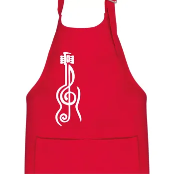 Kuchyňská zástěra Houslový klíč kytara - Dětská zástěra na vaření - Univerzální velikost ( Červená )
