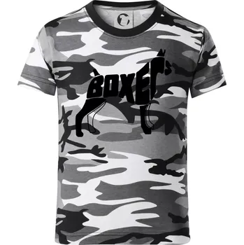 Chlapecké tričko Boxer nápis v těle - Dětské maskáčové triko - 134 cm/8 let ( Šedý maskáč )