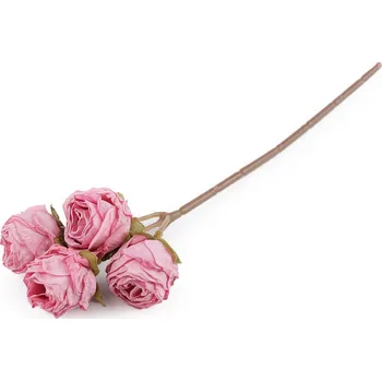 umělá květina Umělá růže vintage, barva 4 růžová střední
