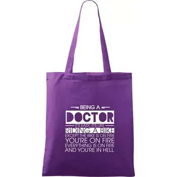 Nákupní taška Being a doctor - bike - Taška bavlněná - 42 x 38 cm ( Fialová )