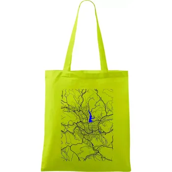 Jablonec nad Nisou - Mapa s vodními toky - Taška bavlněná - 42 x 38 cm ( Limetková )