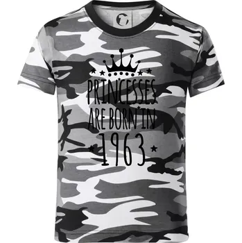 Chlapecké tričko Princesses are born in 1963 - Dětské maskáčové triko - 122 cm/6 let ( Šedý maskáč )
