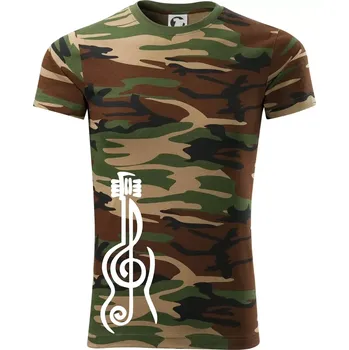 Pánské tričko Houslový klíč kytara - Army CAMOUFLAGE - 2XL ( Hnědý maskáč )