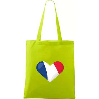 Francouzská vlajka srdce - Taška bavlněná - 42 x 38 cm ( Limetková )