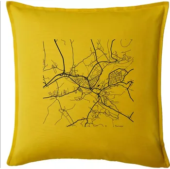 Polštář Mapy měst černobílé Turnov - Polštář 50x50 - 50x50 - Pouze potah ( Žlutá )