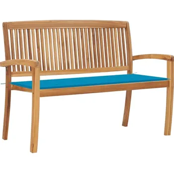 Zahradní lavice OMAXI Stohovatelná zahradní lavice s poduškou 128,5 cm masivní teak 272077