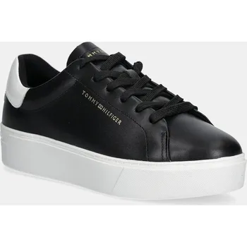 Pánská obuv Kožené tenisky Tommy Hilfiger CHIC PLATFORM CUPSOLE PATENT FW0FW08681 černá 99X, EUR 36