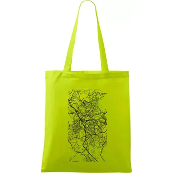 Mapy měst černobílé Liberec - Taška bavlněná - 42 x 38 cm ( Limetková )