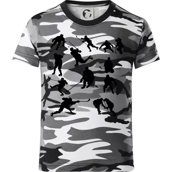 Hokejisti ikony - Dětské maskáčové triko - 134 cm/8 let ( Šedý maskáč )