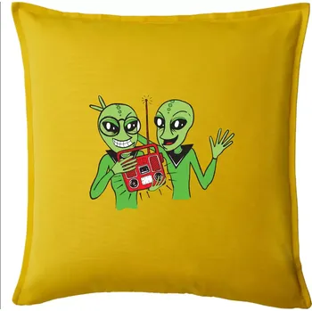Polštář Ufo a rádio (Pecka design) - Polštář 50x50 - 50x50 - Pouze potah ( Žlutá )