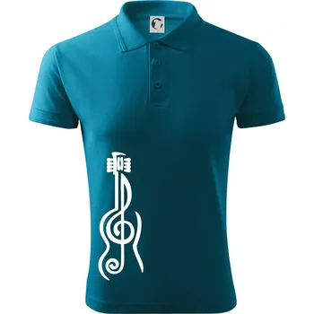 Pánská košile Houslový klíč kytara - Polokošile pánská Pique Polo 203 - 4XL ( Tmavý tyrkys )