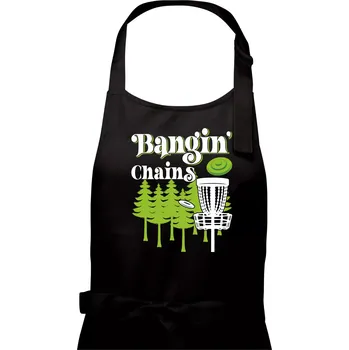 Kuchyňská zástěra Bangin chains disc golf - Dámská zástěra na vaření - Univerzální velikost ( Černá )