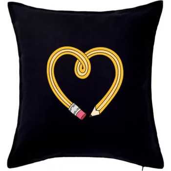 Polštář Tužka srdce - Polštář 50x50 - 50x50 - Pouze potah ( Černá )
