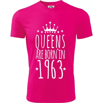 Queens are born in 1963 - Dětské triko sportovní (dresovina) - 146 cm/10 let ( Neon Pink )