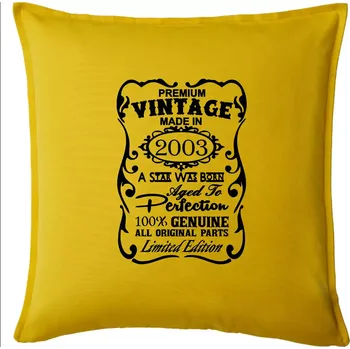 Polštář Vintage Etiketa - 2003 - Polštář 50x50 - 50x50 - Pouze potah ( Žlutá )