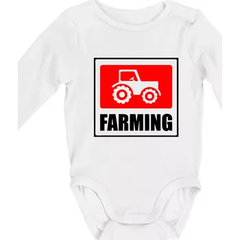 Kojenecký body Farming traktor logo - Body kojenecké s dlouhým rukávem - Dlouhý r. do 3 měs ( Bílá )