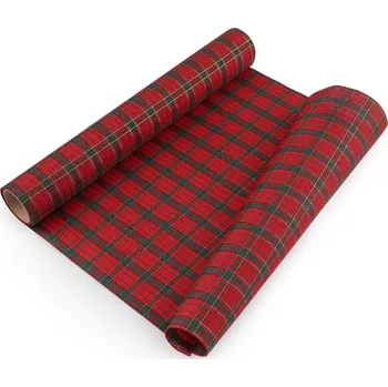 Vánoční dekorační látka / běhoun s lurexem šíře 36 cm, barva 1 červená