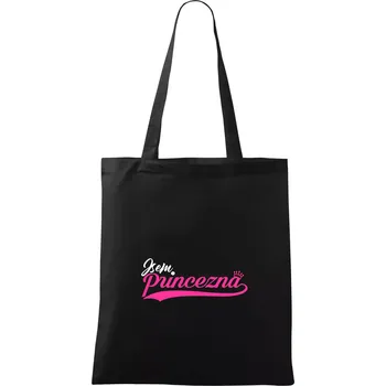 Nákupní taška Psací písmo - Jsem Princezna - Taška bavlněná - 42 x 38 cm ( Černá )