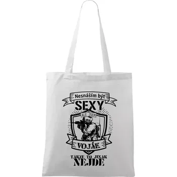 Nesnáším být sexy voják - erb - Taška bavlněná - 42 x 38 cm ( Bílá )