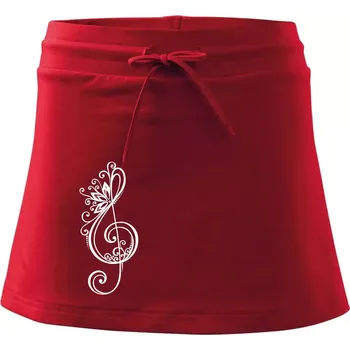 Dámská sukně Houslový klíč kytky - Sportovní sukně - two in one - S ( Červená )