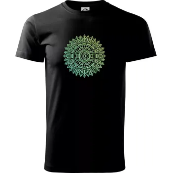 Pánské tričko Mandala zelenožlutá - Triko extra velké (5-8XL) - 8XL ( Černá )