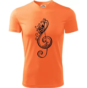 Chlapecké tričko Houslový klíč kytky - Dětské triko sportovní (dresovina) - 122 cm/6 let ( Neon mandarine )