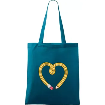 Tužka srdce - Taška bavlněná - 42 x 38 cm ( Petrolejová )