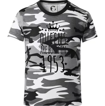 Chlapecké tričko Queens are born in 1953 - Dětské maskáčové triko - 122 cm/6 let ( Šedý maskáč )