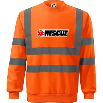 Pánská mikina Záchranář rescue kříž červený - Reflexní mikina - 3XL ( Neonově oranžová )