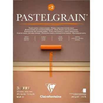 Clairefontaine Skicák PastelGrain N°2 Brown, Sand, Maize, Natural Sienna (360g/m2, 12 listů) 18x24cm