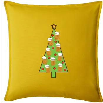 Polštář Nic více nepotřebuji - stromeček a pivo (Pecka design) - Polštář 50x50 - 50x50 - Pouze potah ( Žlutá )
