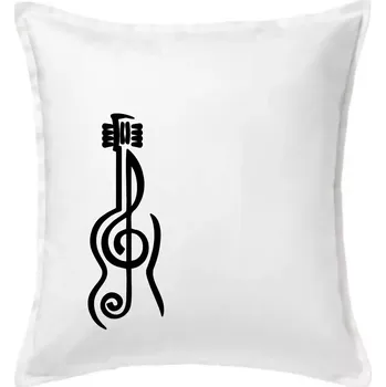 Polštář Houslový klíč kytara - Polštář 50x50 - 50x50 - Pouze potah ( Bílá )