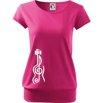 Dámské oblečení Houslový klíč kytara - Volné triko city - S ( Purpurová )
