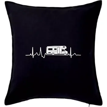 Polštář EKG obytňák - Polštář 50x50 - 50x50 - Pouze potah ( Černá )