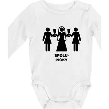 Spolu pičky (Hana-creative) - Body kojenecké s dlouhým rukávem - Dlouhý r. 3-6 měs ( Bílá )