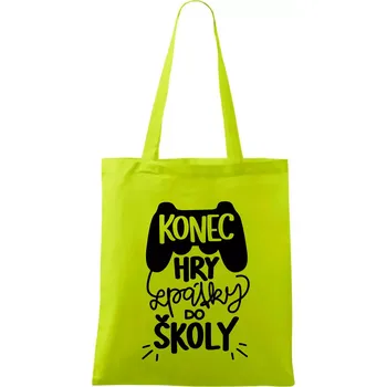 Konec hry, zpátky do školy - Taška bavlněná - 42 x 38 cm ( Limetková )