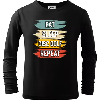 Chlapecké tričko Disc Golf eat sleep barevné - Triko dětské Long Sleeve - 122 cm/6 let ( Černá )