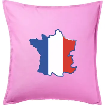 Polštář Francouzská vlajka mapa obrys - Polštář 50x50 - 50x50 - Pouze potah ( Růžová )