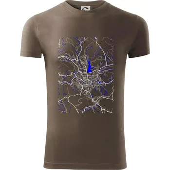 Pánské tričko Jablonec nad Nisou - Mapa s vodními toky - Viper FIT - Pánské zůžené tričko - S ( Army )