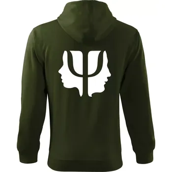 Pánská mikina Psychologie hlavy - Mikina s kapucí na zip trendy zipper - S ( Military )