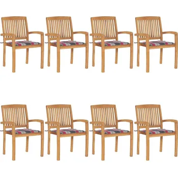 OMAXI Stohovatelné zahradní židle s poduškami 8 ks masivní teak 450222
