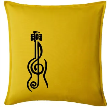 Polštář Houslový klíč kytara - Polštář 50x50 - 50x50 - Pouze potah ( Žlutá )