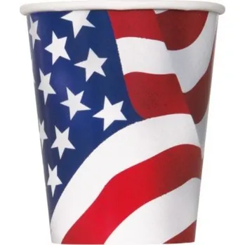 Party nádobí Papírové kelímky Americká vlajka 266 ml – 8 ks