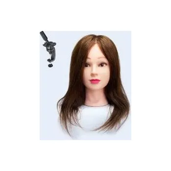 Panenka Cvičná hlava Y3003 s přírodními vlasy 40 cm a stojánkem