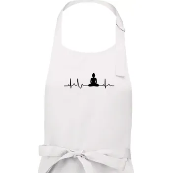 Kuchyňská zástěra Ekg Budha - Dámská zástěra na vaření - Univerzální velikost ( Bílá )