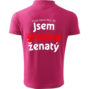 Pánská košile Moje žena říká, že jsem šťastně ženatý - Polokošile pánská Pique Polo 203 - 5XL ( Purpurová )