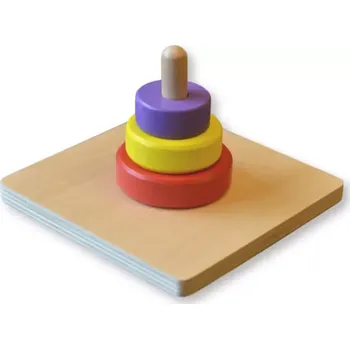 Dřevěná hračka Moyo Montessori Tři barevné kruhy na kolíku