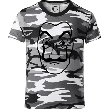 Chlapecké tričko Maska do tiskárny peněz - Dětské maskáčové triko - 134 cm/8 let ( Šedý maskáč )